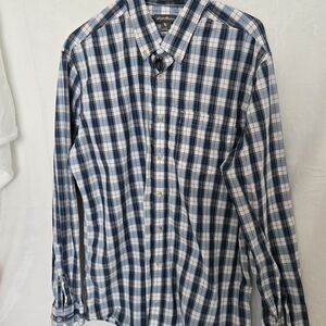 Eddie Bauer Mens Sz LARGE TALL Relaxed Fit Plaid Button Down